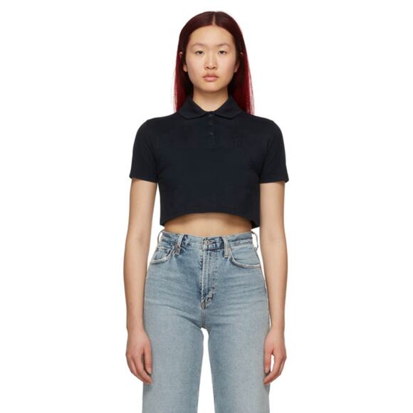 SAINT LAURENT YSL Monogram Cropped Polo Shirt Short Sleeve Logo Women’s L $680 - Picture 4 of 16